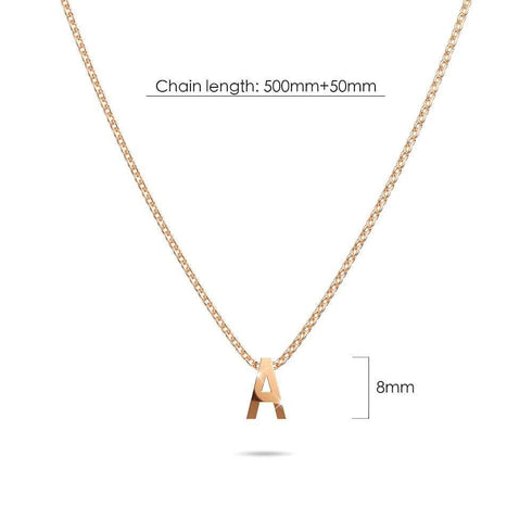 Initials Brick Alphabet Letter Necklace Rose Gold Layered Steel Jewellery